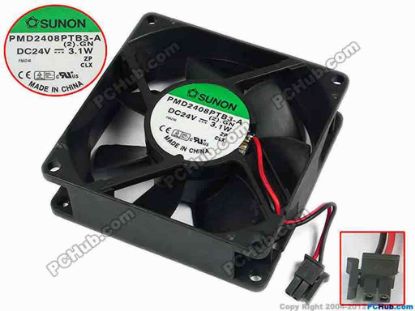 77453 SUNON PMD2408PTB3-A Server - Square Fan (2).GN, sq80x80x25, w45x2x2, 24V 3.1W SUNON PMD2408PTB3-A Server - Square Fan 