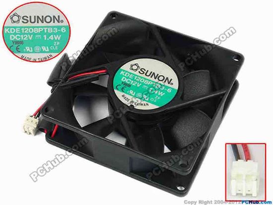 77513 SUNON KDE1208PTB3-6 Server - Square Fan sq80x80x25, w100x2x2, 12V 1.4W SUNON KDE1208PTB3-6 Server - Square Fan 