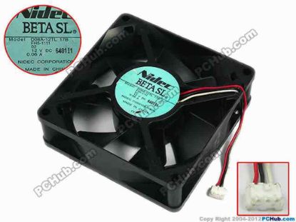 77535 Nidec D08A-12TL Server - Square Fan 17B, FH5-1111, sq80x80x25, w50x3x3, 12V 0.06A Nidec D08A-12TL Server - Square Fan 