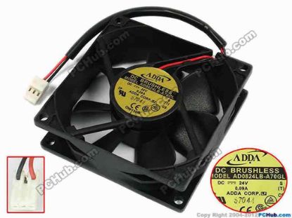 77537 ADDA AD0824LB-A70GL Server - Square Fan S, T, sq80x80x25, w135x2x3, 24V 0.09A ADDA AD0824LB-A70GL Server - Square Fan 