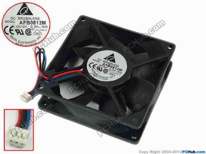 77566 Delta Electronics AFB0812M Server - Square Fan -R00, sq80x80x25, w75x3x3, 12V 0.18A Delta Electronics AFB0812M Server - Square Fan