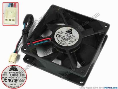 77578 Delta Electronics AFB0812SH Server - Square Fan -F00, sq80x80x25, w130x3x3, 12V 0.51A Delta Electronics AFB0812SH Server - Square Fan 