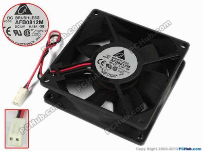 77582 Delta Electronics AFB0812M Server - Square Fan -SB, sq80x80x25, w160x2x2, 12V 0.18A Delta Electronics AFB0812M Server - Square Fan 