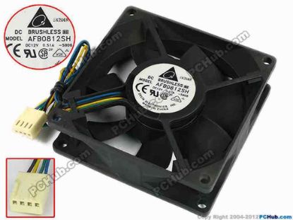77585 Delta Electronics AFB0812SH Server - Square Fan -5B06, sq80x80x25, w200x4x4, 12V 0.51A Delta Electronics AFB0812SH Server - Square Fan 