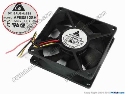 77594 Delta Electronics AFB0812SH Server - Square Fan -F00, sq80x80x25, w65x3, 12V 0.51A Delta Electronics AFB0812SH Server - Square Fan 