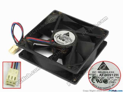 77609 Delta Electronics AFB0912H Server - Square Fan -F00, sq92x92x25, w105x3x3, 12V0.30A Delta Electronics AFB0912H Server - Square Fan 