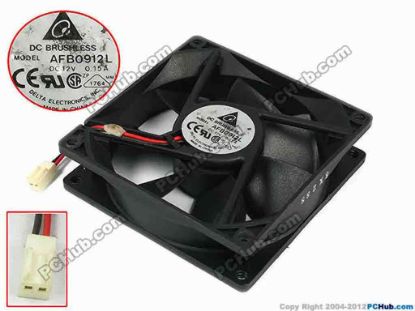 77621 Delta Electronics AFB0912L Server - Square Fan sq92x92x25, w80x2x2, 12V 0.15A Delta Electronics AFB0912L Server - Square Fan 