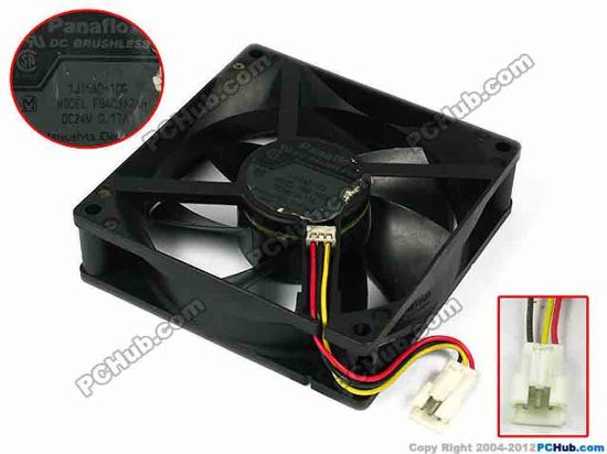 77625 Panasonic FBA09A24H Server - Square Fan sq92x92x25, w60x3x3, 24V 0.17A Panasonic FBA09A24H Server - Square Fan 
