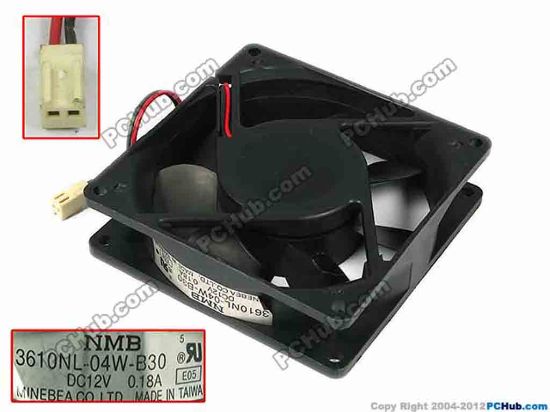 77646 NMB-MAT / Minebea 3610NL-04W-B30 Server - Square Fan E05, sq92x92x25, w140x2x2, 12V 0.18A NMB-MAT / Minebea 3610NL-04W-B30 Server - Square Fan 