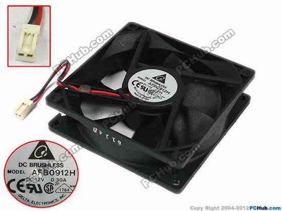 77647 Delta Electronics AFB0912H Server - Square Fan sq92x92x25, w80x2x2, 12V 0.30A Delta Electronics AFB0912H Server - Square Fan 