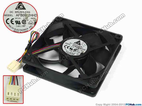 77665 Delta Electronics AFB0912HHD Server - Square Fan -5B50, sq92x92x20, w95x4x4, 12V 0.36A Delta Electronics AFB0912HHD Server - Square Fan 