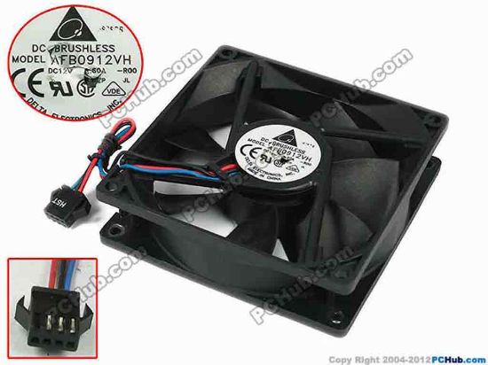 77666 Delta Electronics AFB0912VH Server - Square Fan -R00, sq92x92x25, w80x3x4, 12V 0.60A Delta Electronics AFB0912VH Server - Square Fan 