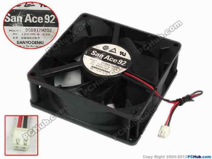 77667 Sanyo Denki 9G0912H202 Server - Square Fan sq92x92x32, w90x2x2, 12V 0.23A Sanyo Denki 9G0912H202 Server - Square Fan 