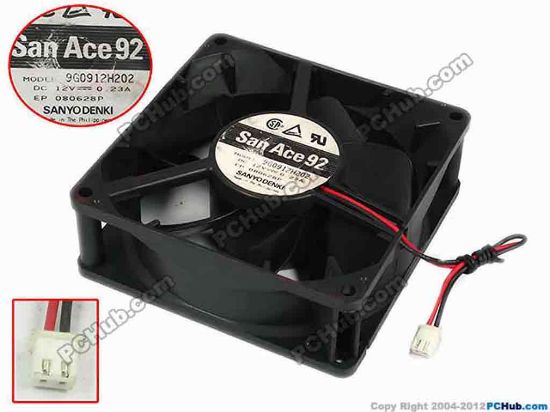 77667 Sanyo Denki 9G0912H202 Server - Square Fan sq92x92x32, w90x2x2, 12V 0.23A Sanyo Denki 9G0912H202 Server - Square Fan 