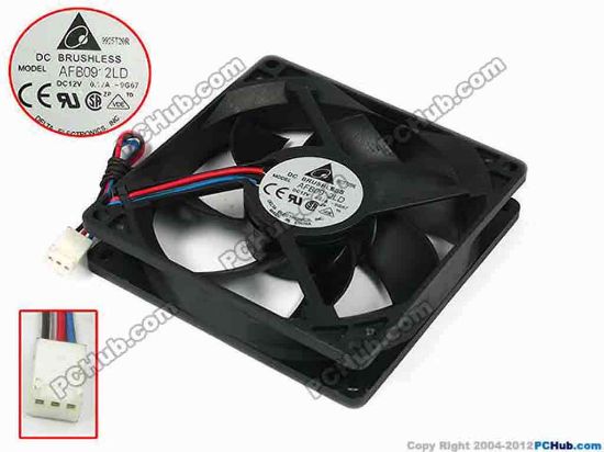 77682 Delta Electronics AFB0912LD Server - Square Fan -9G67, sq92x92x20, w100x3x3, 12V 0.12A Delta Electronics AFB0912LD Server - Square Fan 