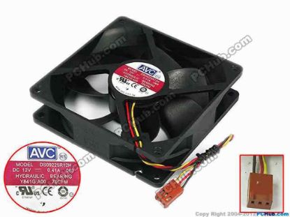 77703 AVC DS09225R12H Server - Square Fan -069, sq92x92x25, w105x3x3, 12V 0.41A AVC DS09225R12H Server - Square Fan 