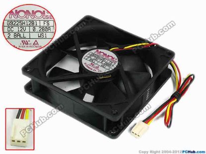 77709 NONOISE G9225H12B1 Server - Square Fan FS, s92x92x25, w235x3x3, 12V 0.28A NONOISE G9225H12B1 Server - Square Fan 
