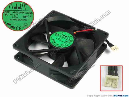 77714 ADDA AD0924HX-A72GL Server - Square Fan sq92x92x25, w35x3x3, 24V 0.15A ADDA AD0924HX-A72GL Server - Square Fan