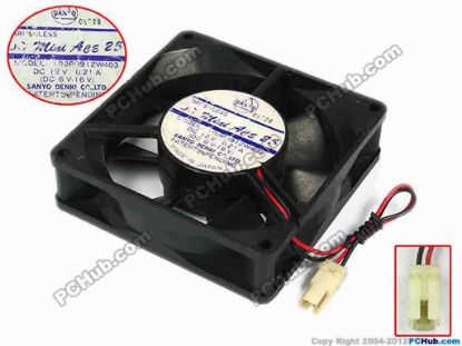 77746 Sanyo Denki 109P0912W403 Server - Square Fan sq92x92x25, w110x2x2, 12V 0.21A Sanyo Denki 109P0912W403 Server - Square Fan 