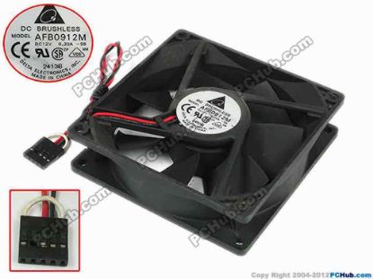77761 Delta Electronics AFB0912M Server - Square Fan sq92x92x25, w165x2x5, 12V 0.20A Delta Electronics AFB0912M Server - Square Fan 
