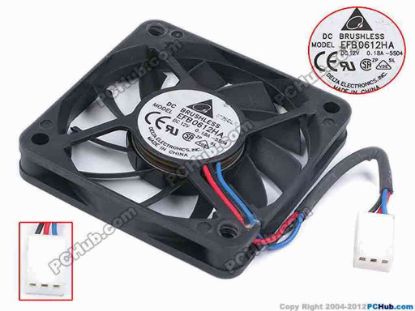 77871 Delta Electronics EFB0612HA Server - Square Fan -5S04, sq60x60x10, w65x3x3, 12V 0.18A Delta Electronics EFB0612HA Server - Square Fan 