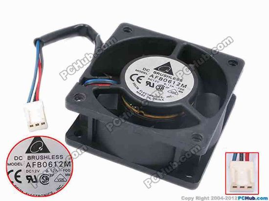 77877 Delta Electronics AFB0612M Server - Square Fan -F00, sq60x60x25, w135x3x3, 12V 0.12A Delta Electronics AFB0612M Server - Square Fan 