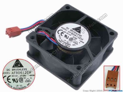 77880 Delta Electronics AFB0612EH Server - Square Fan -BF00, sq60x60x25, w65x3x3, 12V 0.48A Delta Electronics AFB0612EH Server - Square Fan 