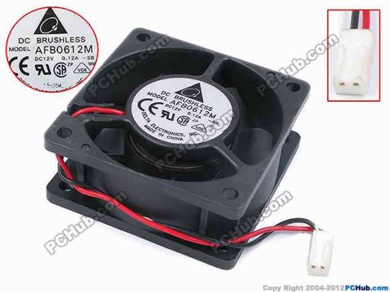 77904 Delta Electronics AFB0612M Server - Square Fan -SB, sq60x60x25, w100x2x2, 12V 0.12A Delta Electronics AFB0612M Server - Square Fan 