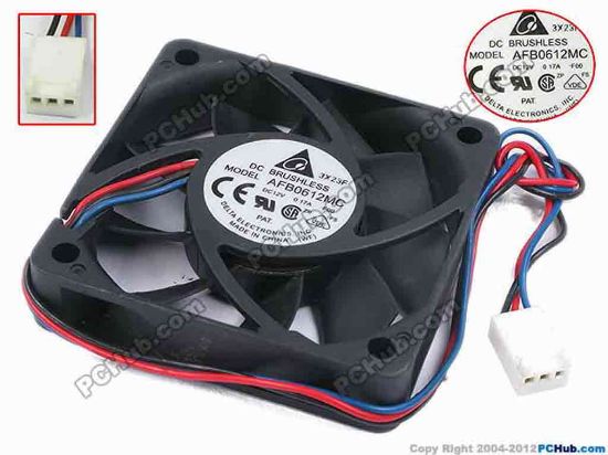 77948 Delta Electronics AFB0612MC Server - Square Fan -F00, sq60x60x15, w220x3x3, 12V 0.17A Delta Electronics AFB0612MC Server - Square Fan 