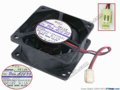 77952 Sanyo Denki 109R0612H4031 Server - Square Fan sq60x60x25, w75x2x2, 12V 0.11A Sanyo Denki 109R0612H4031 Server - Square Fan 