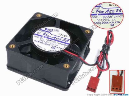 77956 Sanyo Denki 109R0612H402 Server - Square Fan sq60x60x25, w230x2x3, 12V 0.11A Sanyo Denki 109R0612H402 Server - Square Fan 