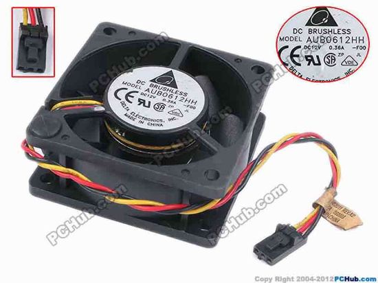 77960 Delta Electronics AUB0612HH Server - Square Fan -F00, sq60x60x25, w160x3x3, 12V 0.36A Delta Electronics AUB0612HH Server - Square Fan 