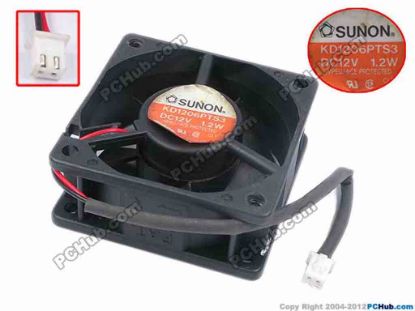 77970 SUNON KD1206PTS3 Server - Square Fan sq60x60x25, w155x2x2, 12V 1.2W SUNON KD1206PTS3 Server - Square Fan 