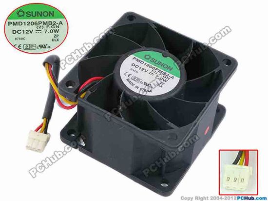 77999 SUNON PMD1206PMB2-A Server - Square Fan (2).F.GN, sq60x60x38, w90x3x3, 12V 7.0W SUNON PMD1206PMB2-A Server - Square Fan 