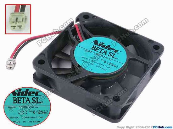 78010 Nidec D06R-24TH Server - Square Fan 04, sq60x60x15, w50x2x2, 24V 0.09A Nidec D06R-24TH Server - Square Fan 