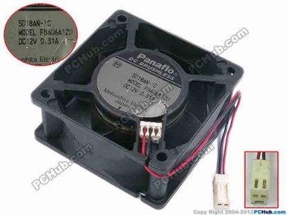 78011 Panasonic FBA06A12U Server - Square Fan -1C, sq60x60x25, w100x2x2, 12V 0.31A Panasonic FBA06A12U Server - Square Fan 