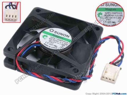 78014 SUNON KDE1206PHV2 Server - Square Fan MS.B2461.A.X.GN, sq60x60x15, w140x3x4, 12V 1.0W SUNON KDE1206PHV2 Server - Square Fan 