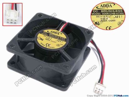 78020 ADDA AD0612HB-A73GL Server - Square Fan sq60x60x25, w90x3x3, 12V 0.23A ADDA AD0612HB-A73GL Server - Square Fan 