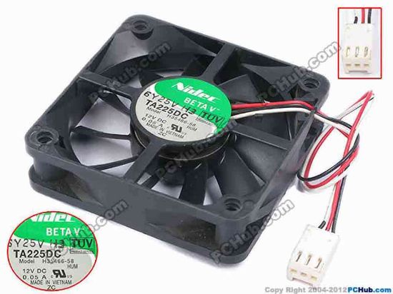 78022 Nidec H35466-58 Server - Square Fan sq60x60x15, w130x3x3, 12V 0.05A Nidec H35466-58 Server - Square Fan 