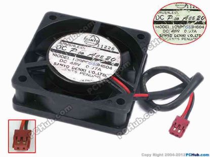 78045 Sanyo Denki 109P0648H604 Server - Square Fan sq60x60x20, w165x2x2, 48V 0.07A Sanyo Denki 109P0648H604 Server - Square Fan 
