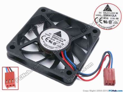 78078 Delta Electronics EFB0612LA Server - Square Fan -F00, sq60x60x10, w60x3x3, 12V 0.11A Delta Electronics EFB0612LA Server - Square Fan 