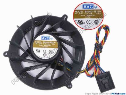 78114 AVC BN06015B12H Server - Round Fan P003, dia65x65x15, w195x4x5, 12V 0.36A AVC BN06015B12H Server - Round Fan 