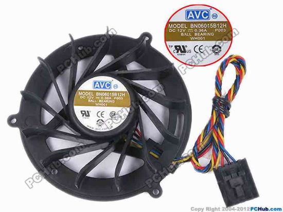 78114 AVC BN06015B12H Server - Round Fan P003, dia65x65x15, w195x4x5, 12V 0.36A AVC BN06015B12H Server - Round Fan 