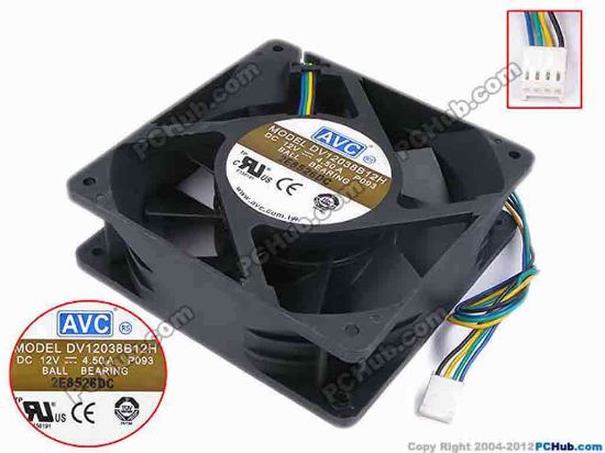 78118 AVC DV12038B12H Server - Square Fan P093, sq120x120x38, w310x4x4, 12V 4.5A AVC DV12038B12H Server - Square Fan 