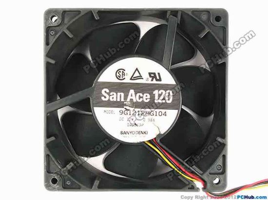78119 Sanyo Denki 9G1212HG104 Server - Square Fan sq120x120x38, w110x4x4, 12V 0.98A Sanyo Denki 9G1212HG104 Server - Square Fan 