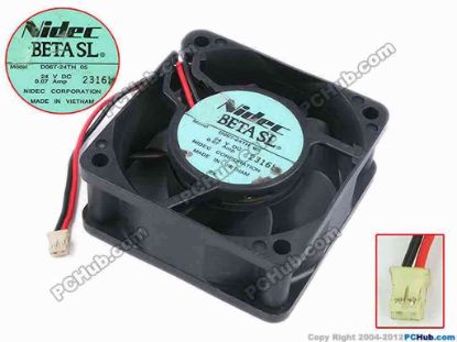 78131 Nidec D06T-24TH Server - Square Fan 05, sq60x60x25, w70x2x2, 24V 0.07A Nidec D06T-24TH Server - Square Fan 