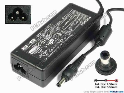 78146 Toshiba Common Item (Toshiba) AC Adapter- Laptop 19V 3.95A, 5.5/2.5mm, 3-Prong Toshiba Common Item (Toshiba) AC Adapter- Laptop <b>»In stock now ready to ship in 24 hours</b>. 
<p><span class="span11" id="ctl00_ContentPlaceHolder1_ItemDesc1_Label19"></span></p><span class="span11" id="ctl00_ContentPlaceHolder1_ItemDesc1_lblItemDescription">
<p><span id="ctl00_ContentPlaceHolder1_ItemDesc1_lblItemDescription">AC Adapter Model: ADP-75SB AB</span></p>
<p><strong><em>Delta Electronics Model</em></strong>: ADP-75SB AB<br />
Compatible Toshiba P/N:&nbsp;PA3468U-1ACA</p>
<p>Input: 100V-240V~ 1.3A, 50-60Hz<br />
Output: 19V 3.95A 75W<br />
Connecter size: Int. Diameter:  2.50mm    <br />
                       Ext. Diameter:  5.50mm<br />
                       Length          : 11.00mm<br />
</p>
<p>Dimensions: 127 x 51 x 31 mm</p>
<p>**Please take note, 3 wire AC <a shape="rect" href="http://www.pchub.com/uph/category/356/Power-Core.html"><font color="#810081">power cord</font></a> not included.</p></span>