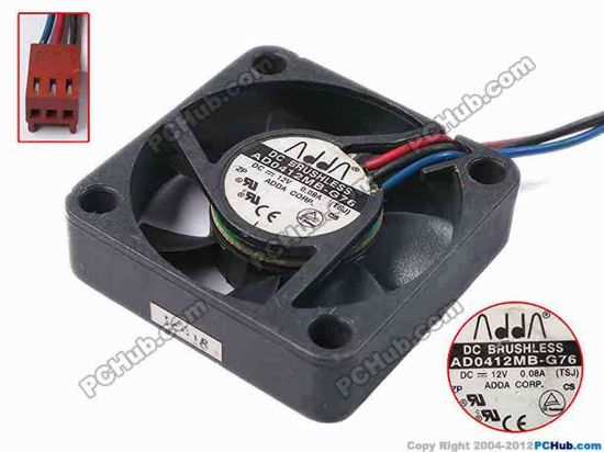 78153 ADDA AD0412MB-G76 Server - Square Fan TSJ, sq40x10, w200x3x3, 12V 0.08A ADDA AD0412MB-G76 Server - Square Fan 