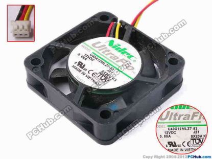 78159 Nidec U40X12MLZ7-53 Server - Square Fan J21, sq40x10, w60x3x3, 12V 0.05A Nidec U40X12MLZ7-53 Server - Square Fan 