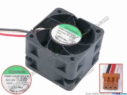 78173 SUNON PMD1204PQB1-A Server - Square Fan (2),R,GN, sq40x28, w110x3x3, 12V 4.0W SUNON PMD1204PQB1-A Server - Square Fan 
